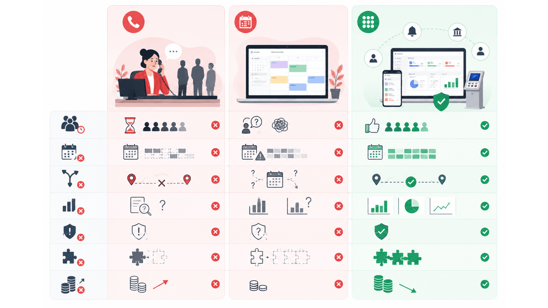 Why phone-based reception booking and generic calendar tools fail versus an enterprise appointment system